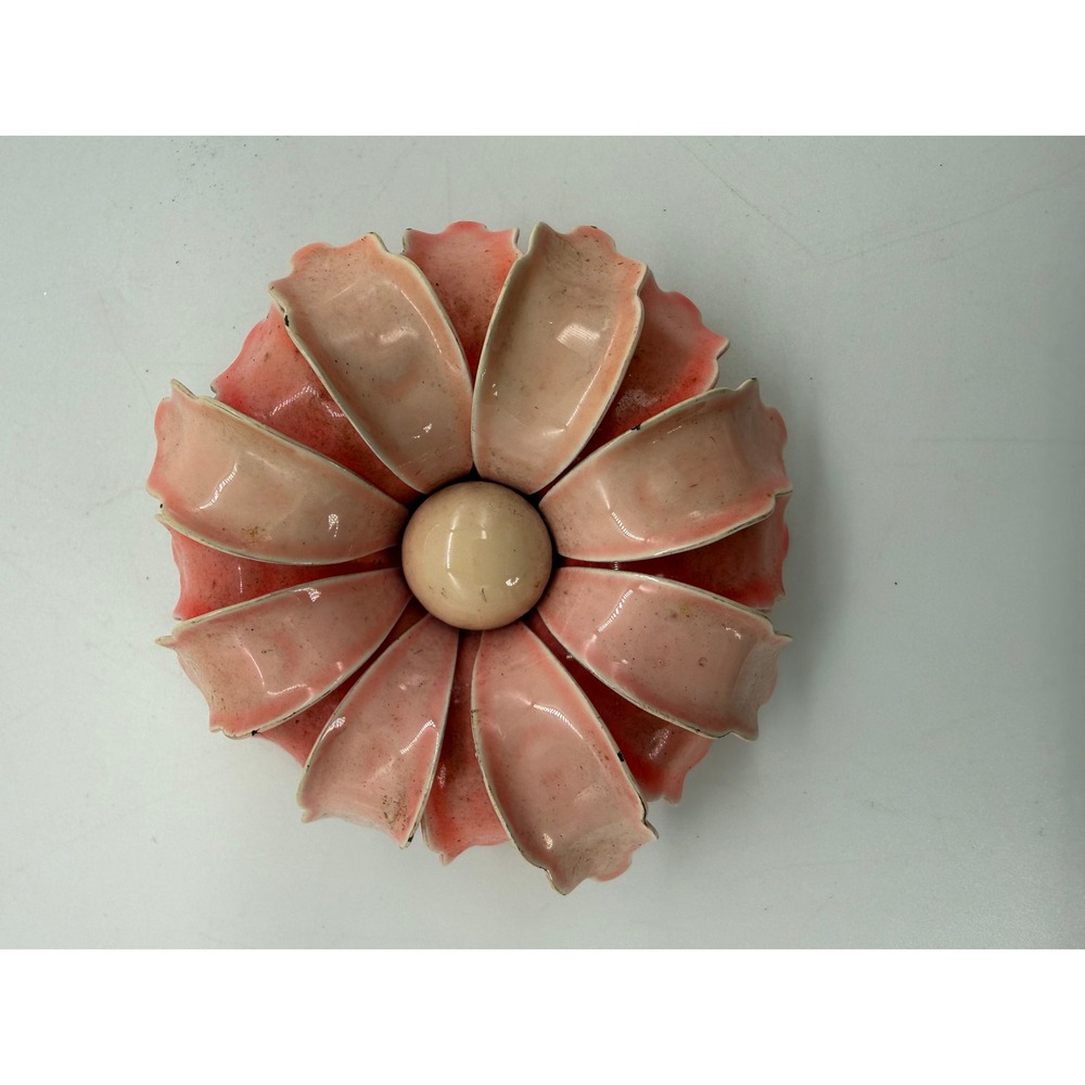 Vintage Baby Pink Enamel Flower Brooch Coral Tiered Petal Mid Century Pin Gift - Picture 2 of 6